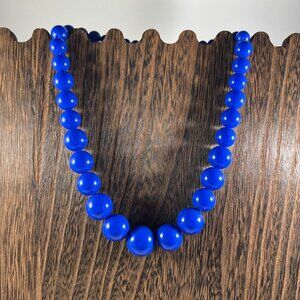 Vintage Blue Beaded Necklace With Adjustable Chain & Lobster Clasp